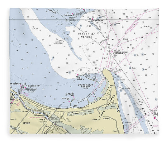 Cape Henlopen Delaware Nautical Chart Blanket