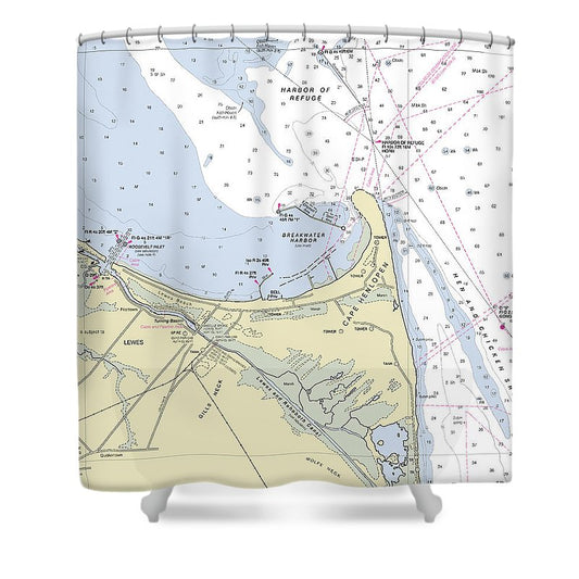 Cape Henlopen Delaware Nautical Chart Shower Curtain