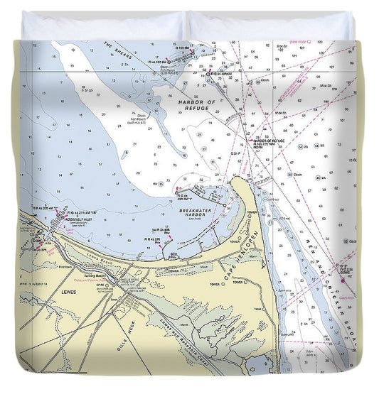 Cape Henlopen Delaware Nautical Chart Duvet Cover