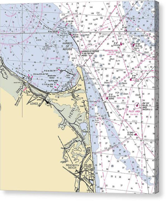 Cape Henlopen -Delaware Nautical Chart _V2 Canvas Print