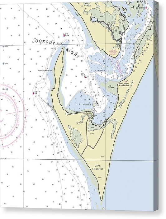 Cape Lookout North Carolina Nautical Chart Canvas Print