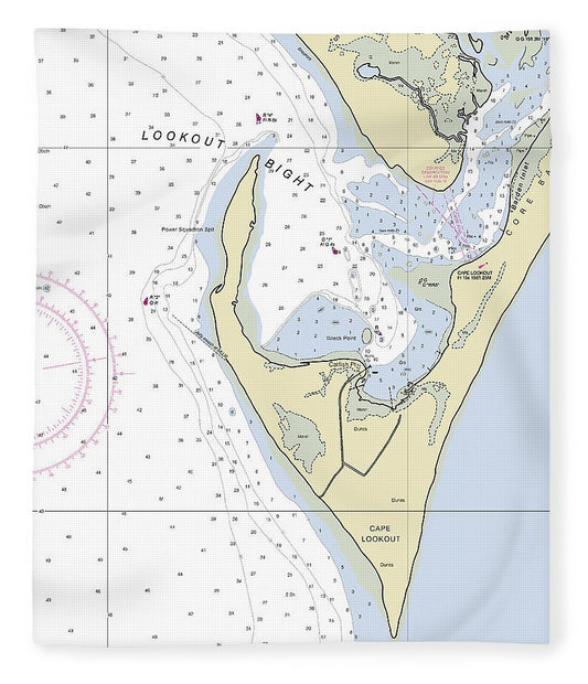 Cape Lookout North Carolina Nautical Chart Blanket