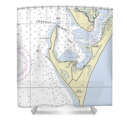 Cape Lookout North Carolina Nautical Chart Shower Curtain