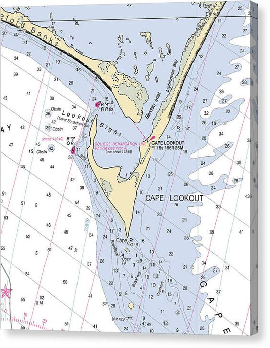Cape Lookout -North Carolina Nautical Chart _V2 Canvas Print