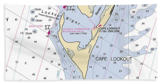 Cape Lookout -north Carolina Nautical Chart _v2 - Bath Towel