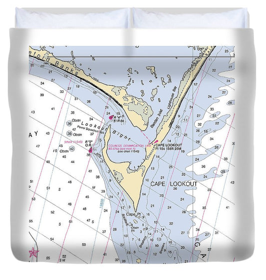 Cape Lookout  North Carolina Nautical Chart _V2 Duvet Cover