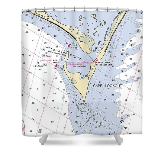 Cape Lookout  North Carolina Nautical Chart _V2 Shower Curtain