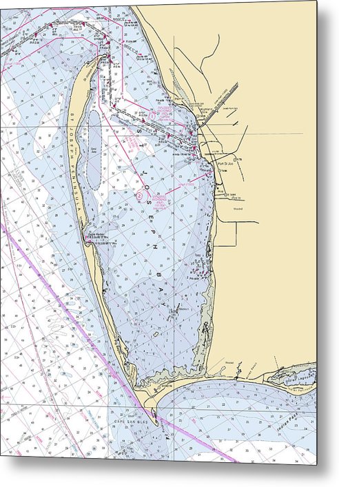 6.5" x 8" Cape San Blas -Florida Nautical Chart _V6 - Metal Print - SeaKoast