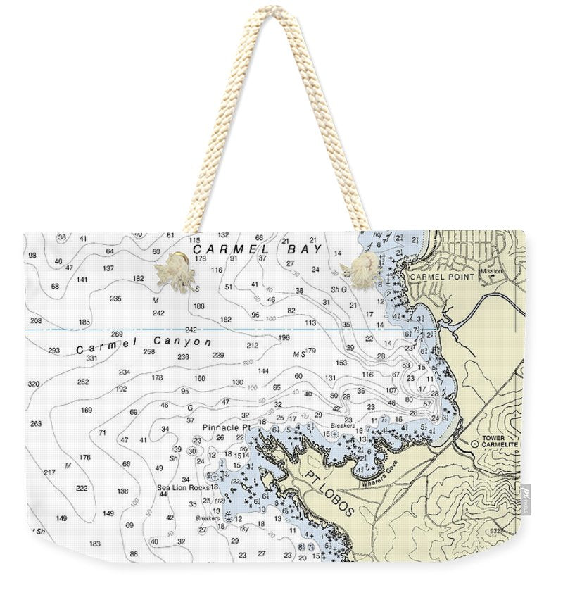 Carmel Bay California Nautical Chart - Weekender Tote Bag