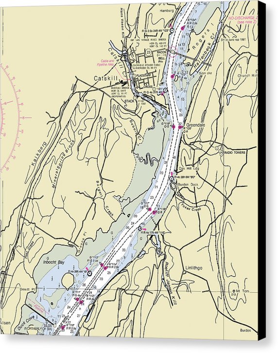Catskill New York Nautical Chart – 125" x 8 – Canvas Nautical Chart Print by SeaKoast
