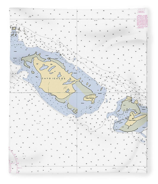 Caya Icacos Puerto Rico Nautical Chart Blanket
