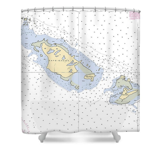 Caya Icacos Puerto Rico Nautical Chart Shower Curtain