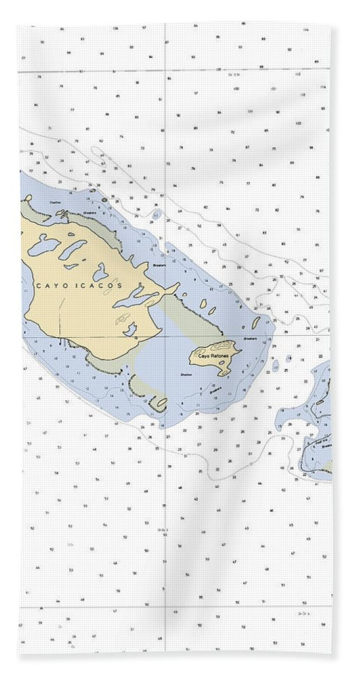 Caya Icacos-puerto Rico Nautical Chart - Bath Towel