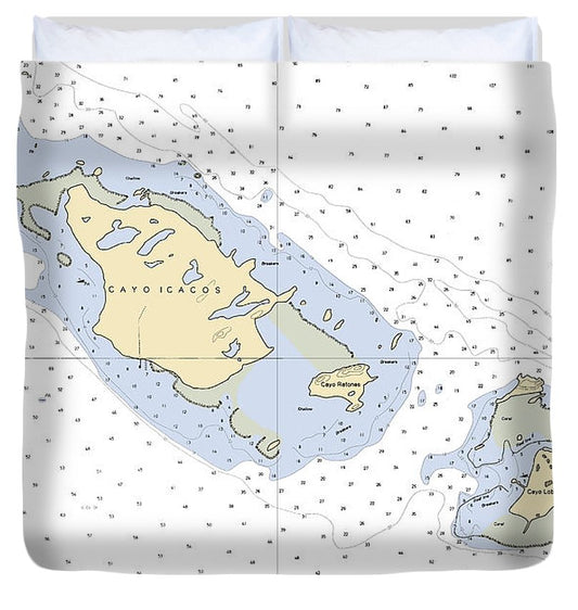 Caya Icacos Puerto Rico Nautical Chart Duvet Cover