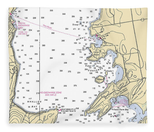 Cedar Beach Lake Champlain  Nautical Chart Blanket