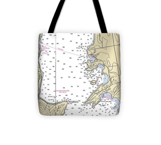 Cedar Beach Lake Champlain  Nautical Chart Tote Bag