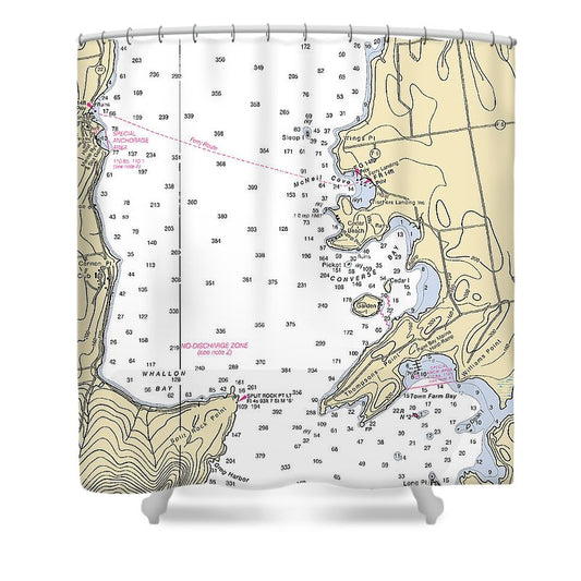 Cedar Beach Lake Champlain  Nautical Chart Shower Curtain