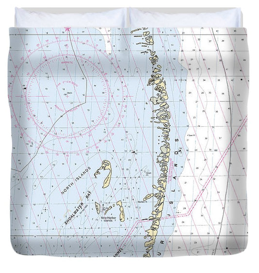 Chandeleur Islands Louisiana Nautical Chart Duvet Cover
