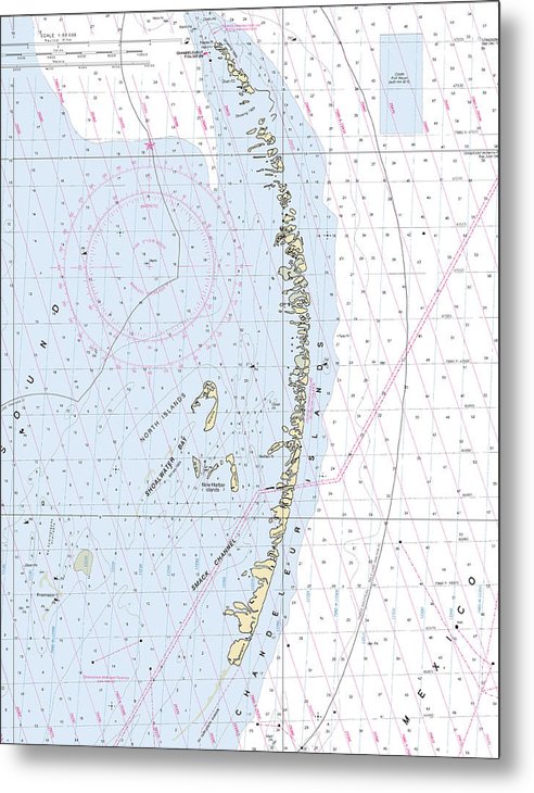 A beuatiful Metal Print of the Chandeleur Islands-Louisiana Nautical Chart - Metal Print by SeaKoast.  100% Guarenteed!