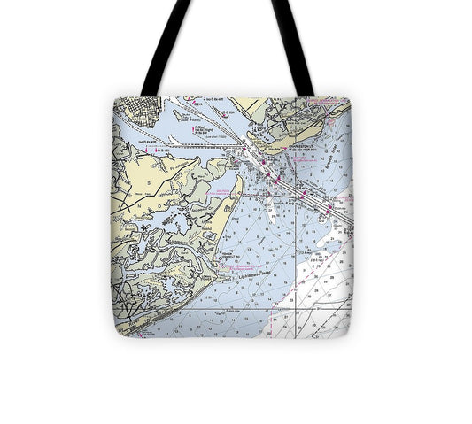 Charleston Harbor South Carolina Nautical Chart Tote Bag
