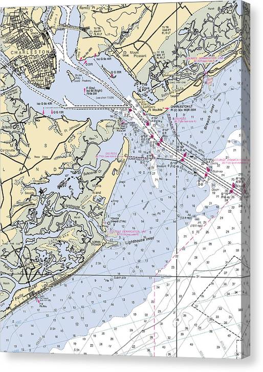 Charleston -South Carolina Nautical Chart _V2 Canvas Print
