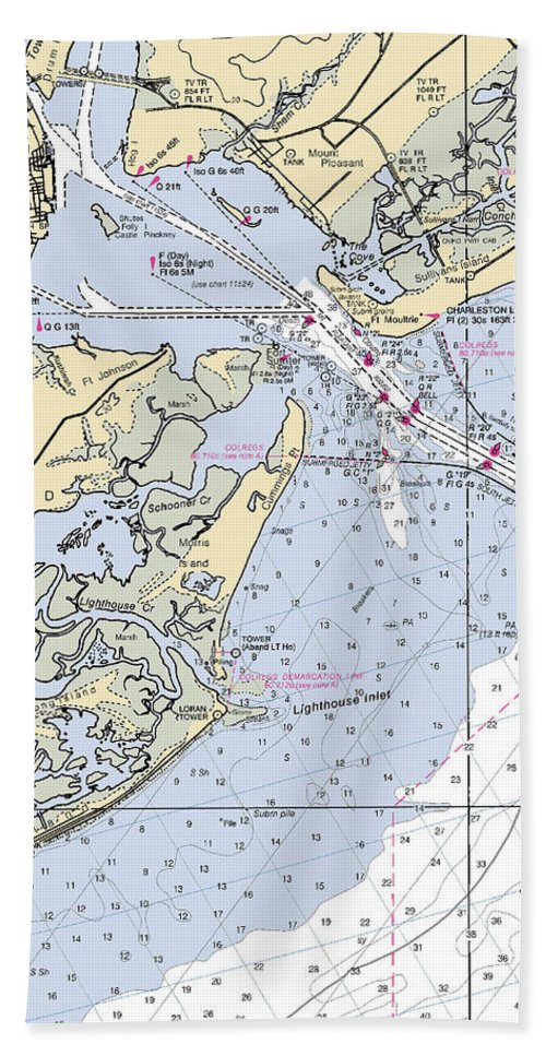 Charleston -south Carolina Nautical Chart _v2 - Beach Towel