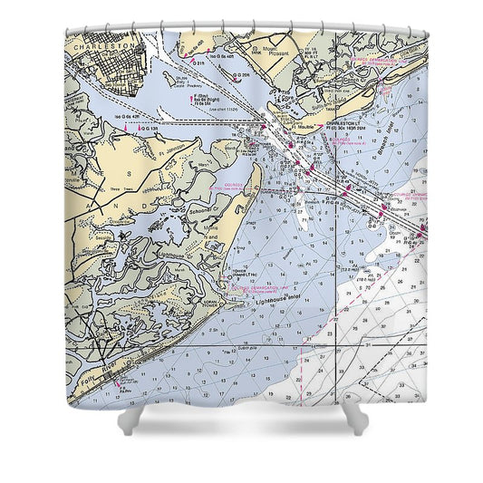 Charleston  South Carolina Nautical Chart _V2 Shower Curtain