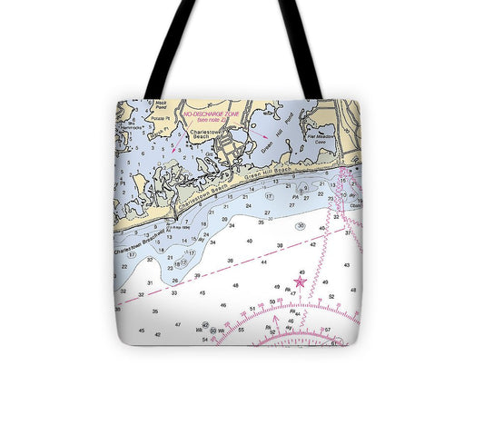 Charlestown Rhode Island Nautical Chart Tote Bag