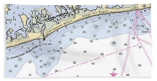 Charlestown-rhode Island Nautical Chart - Beach Towel