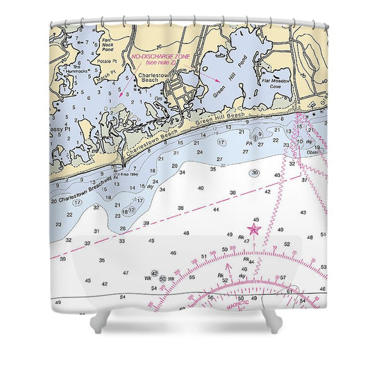 Charlestown Rhode Island Nautical Chart Shower Curtain