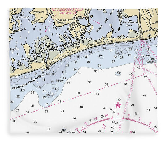 Charlestown Rhode Island Nautical Chart Blanket