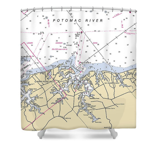Cherry Point Neck Virginia Nautical Chart Shower Curtain