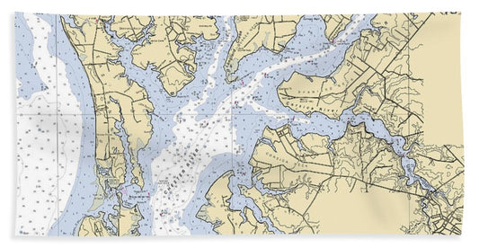 Chester River-maryland Nautical Chart - Bath Towel