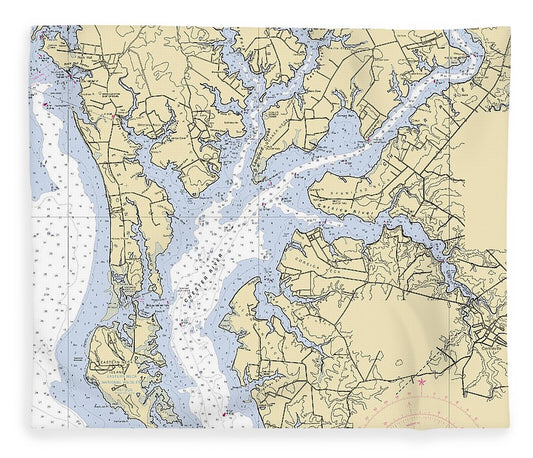Chester River Maryland Nautical Chart Blanket