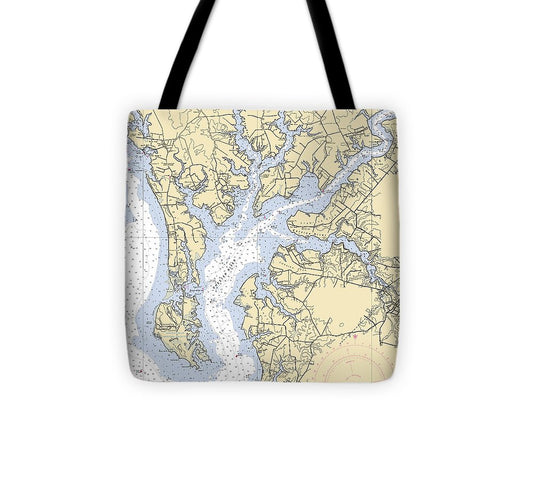 Chester River Maryland Nautical Chart Tote Bag