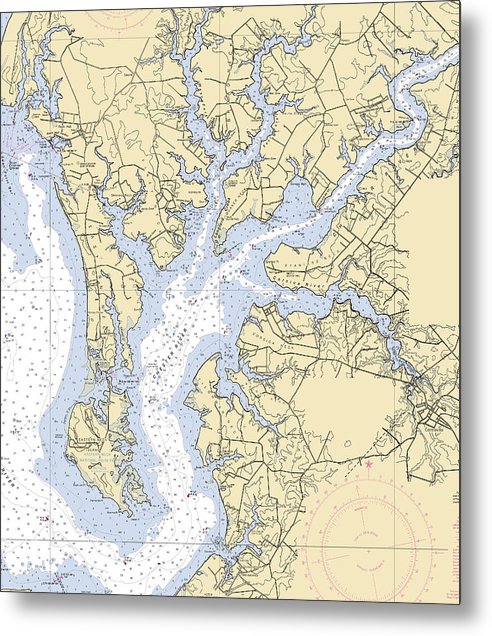 A beuatiful Metal Print of the Chester River-Maryland Nautical Chart - Metal Print by SeaKoast.  100% Guarenteed!