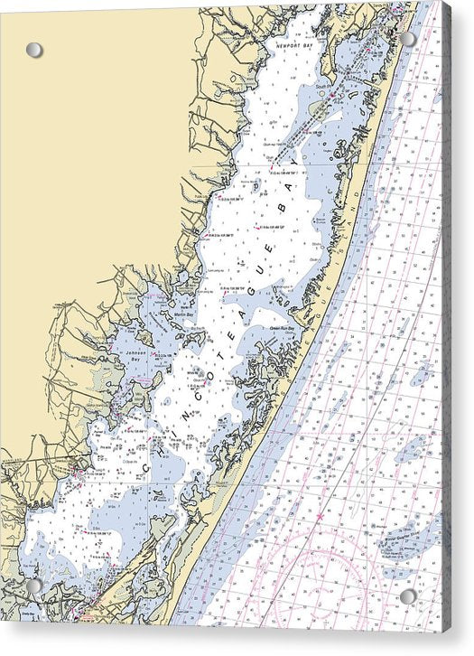 Chincoteague Bay Maryland Nautical Chart V2 - Acrylic Print – 6.5" x 8" – Acrylic Nautical Chart Print by SeaKoast.