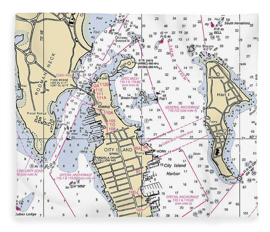 City Island  New York Nautical Chart _V2 Blanket