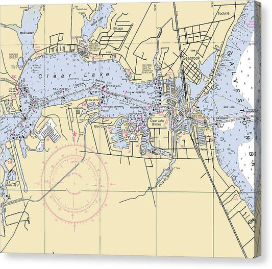 Clear Lake-Texas Nautical Chart Canvas Print