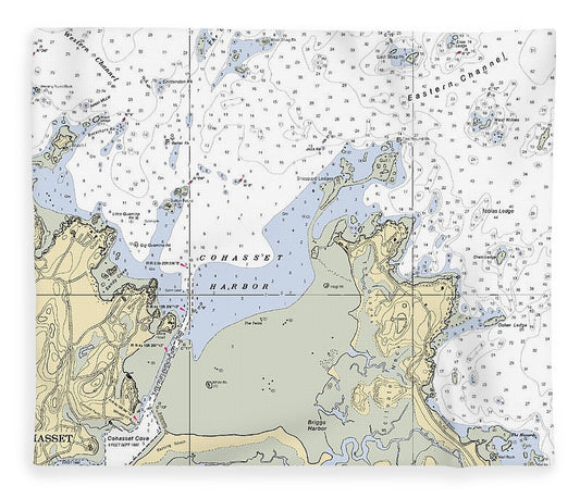 Cohasset Harbor Massachusetts Nautical Chart Blanket