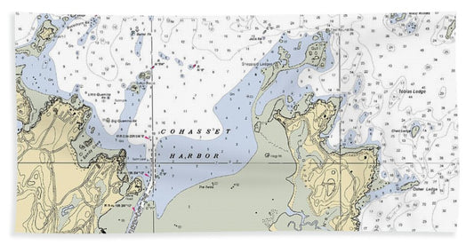 Cohasset Harbor-massachusetts Nautical Chart - Beach Towel