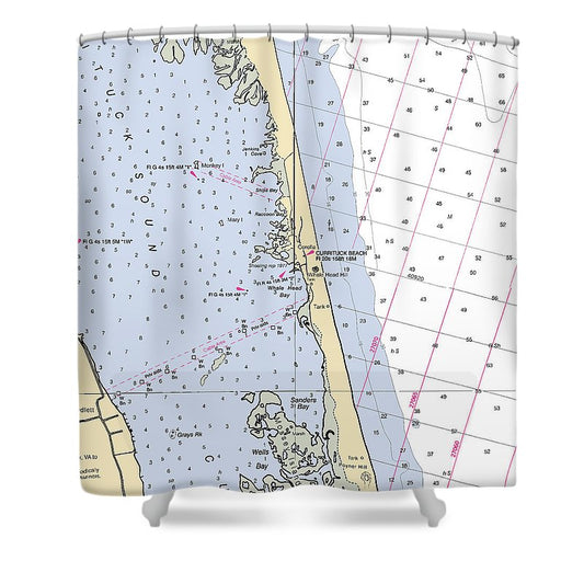 Corolla North Carolina Nautical Chart Shower Curtain