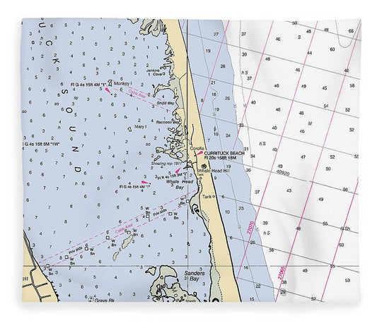 Corolla North Carolina Nautical Chart Blanket