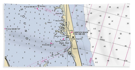 Corolla-north Carolina Nautical Chart - Beach Towel