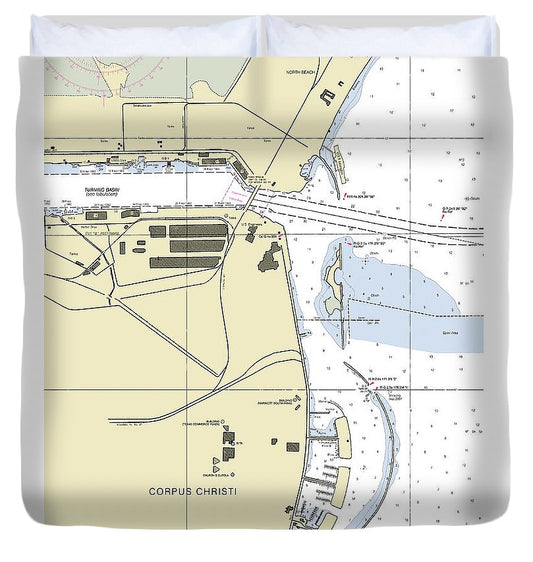 Corpus Christi Harbor Texas Nautical Chart Duvet Cover