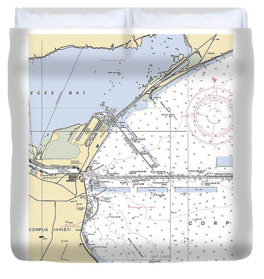 Corpus Christi Texas Nautical Chart Duvet Cover