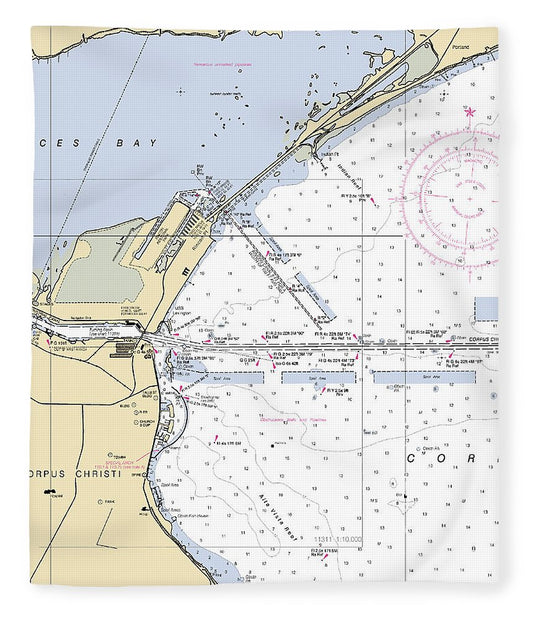 Corpus Christi Texas Nautical Chart Blanket