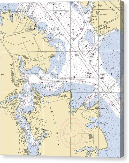 Curtis Bay-Maryland Nautical Chart Canvas Print