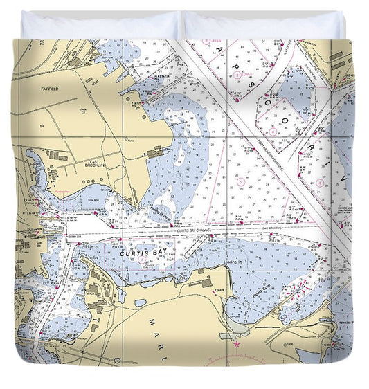 Curtis Bay Maryland Nautical Chart Duvet Cover