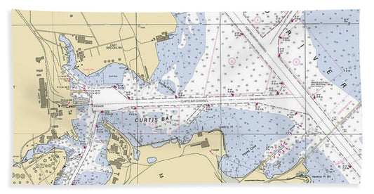 Curtis Bay-maryland Nautical Chart - Bath Towel